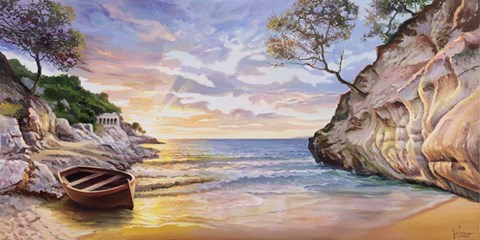 Framed Caletta al Tramonto Print