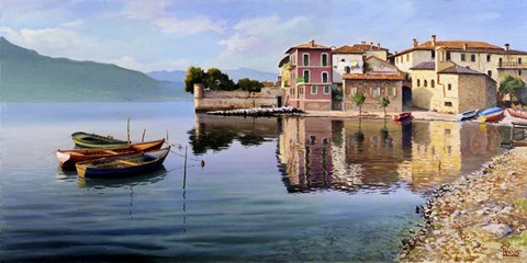 Framed Paese sul Lago Print