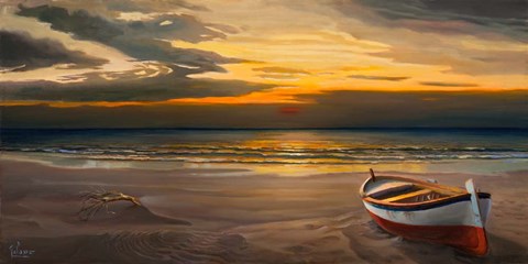 Framed Tramonto sulla Battigia Print