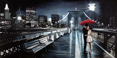 Framed Kissing on Brooklyn Bridge II Print