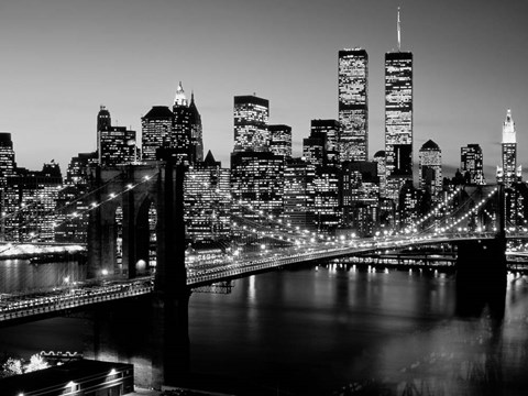 Framed Brooklyn Bridge, NYC BW Print