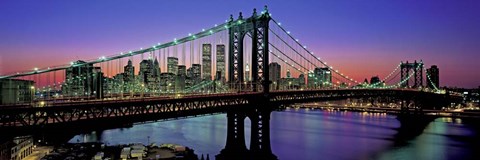Framed Manhattan Bridge and Skyline Print