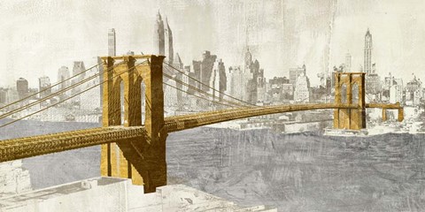 Framed Gilded Brooklyn Bridge Print