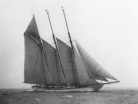 Framed Schooner Karina at Sail, 1919 Print