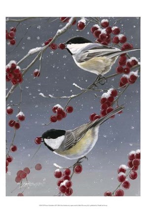 Framed Winter Chickadees II Print