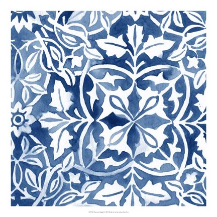 Framed Watercolor Indigo I Print