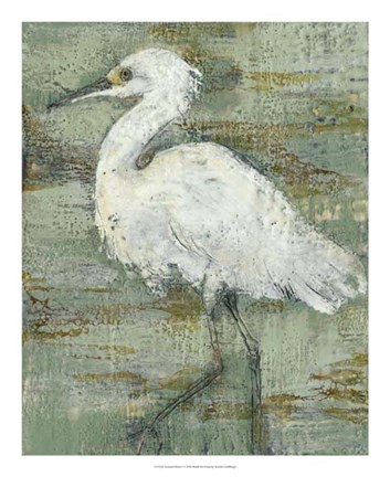 Framed Textured Heron I Print
