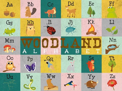 Framed Woodland Alphabet (horizontal) Print