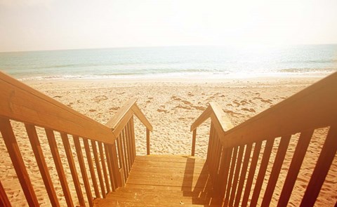 Framed Beach Stairs Print