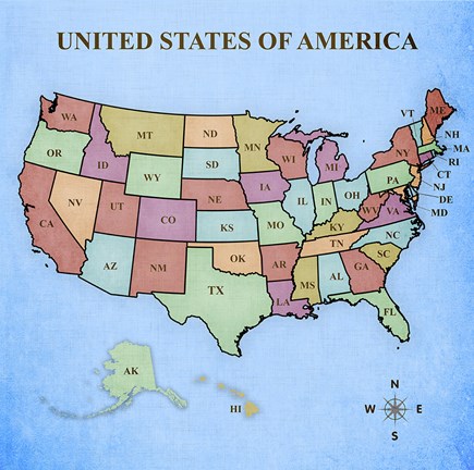 Framed Map of the United States Print