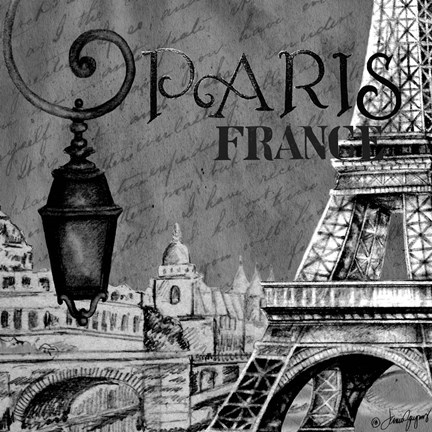 Framed Parisian Wall Black I Print