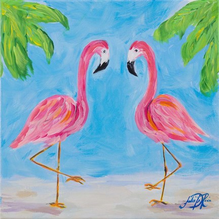 Framed Fancy Flamingos III Print