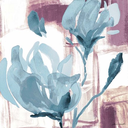 Framed Blue Magnolias I Print
