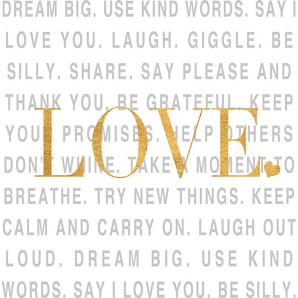 Framed Gold Love and Life I Print