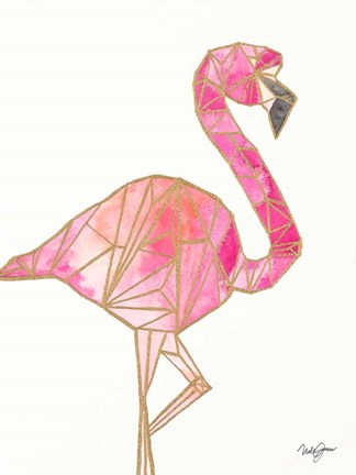 Framed Origami Flamingo Print