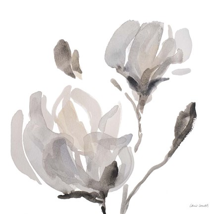Framed Gray Tonal Magnolias I Print