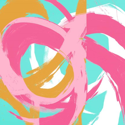 Framed Pink Circular Strokes II Print