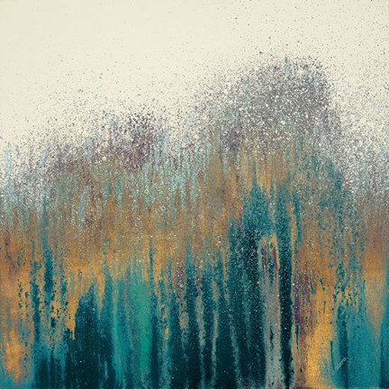 Framed Teal Woods with Gold Print