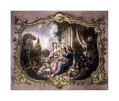 Framed Lovers in a Garden Print