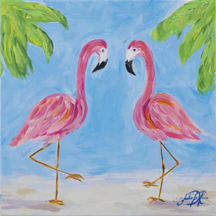 Framed Fancy Flamingos III Print