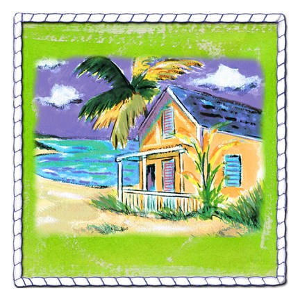 Framed Beach-Front Cottage Print