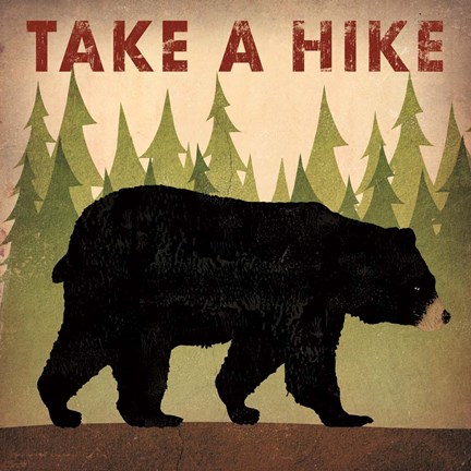 Framed Take a Hike Black Bear Print