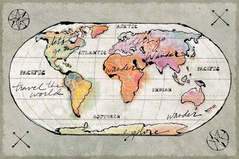 Framed Mapped Shorelines I Neutral Print