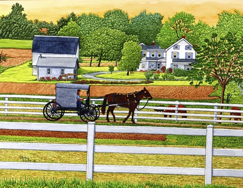 Framed Drive In The Buggy, Lancaster, Pa Print