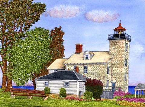 Framed Sodus Bay Lighthouse, Lake Ontario, Sodus Point, Ny Print