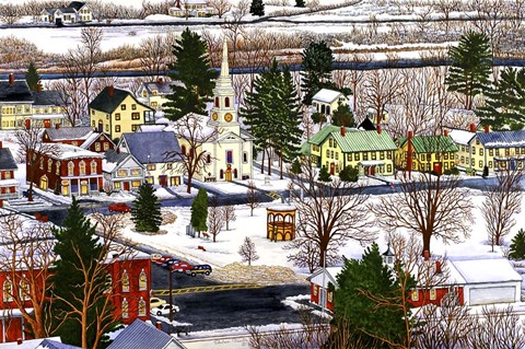 Framed Village Square Vermont Print