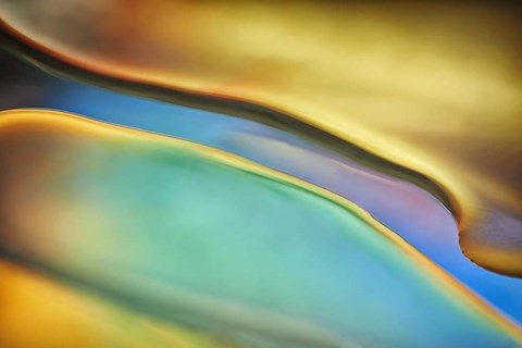 Framed Yellow and Aqua Blue Flow Print