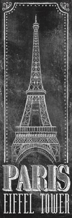 Framed Chalkboard - Eiffel Tower 2 Print