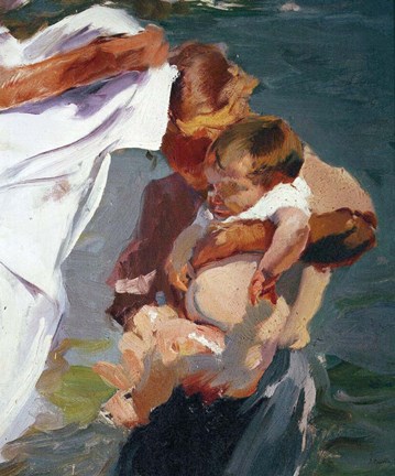 Framed Mother and Child after its Bath, 1916 Print