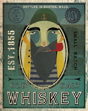 Framed Fisherman VII Old Salt Whiskey Print