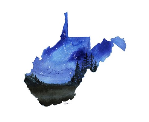 Framed West Virginia State Watercolor Print