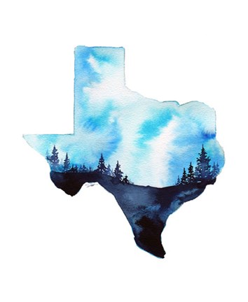 Framed Texas State Watercolor Print