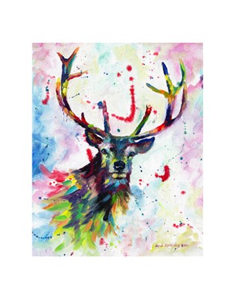 Framed Color Stag Print