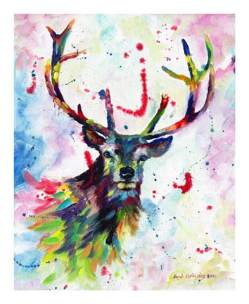 Framed Color Stag Print