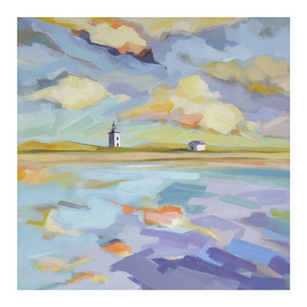 Framed Seascape Triptych (center) Print