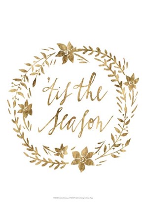 Framed Golden Christmas I Print