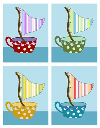 Framed Teacups at sea Print