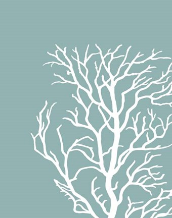 Framed Corals White on Mist Blue Green c Print