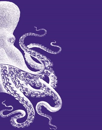 Framed Octopus Purple and Cream b Print
