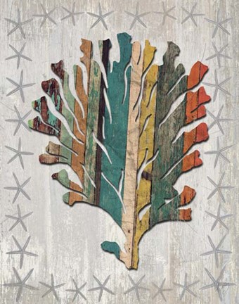 Framed Distressed Wood Style Coral 1 Print