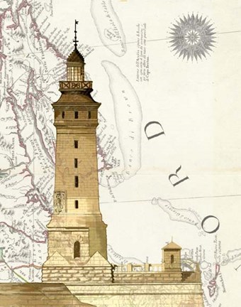Framed Lighthouse On Rock Print