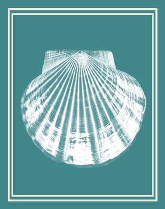 Framed Mixed Nautical White on Teal b Print