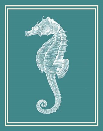 Framed Mixed Nautical White on Teal d Print