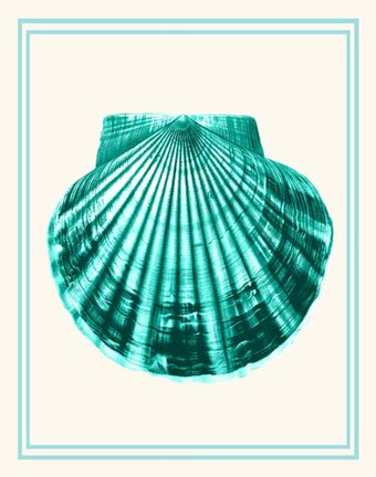 Framed Mixed Nautical Turquoise on Cream d Print