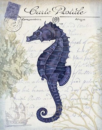 Framed Seaside Postcard Cream b Print