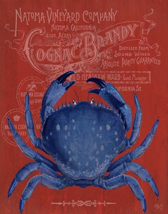 Framed Crab Prohibition Crab On Red Print